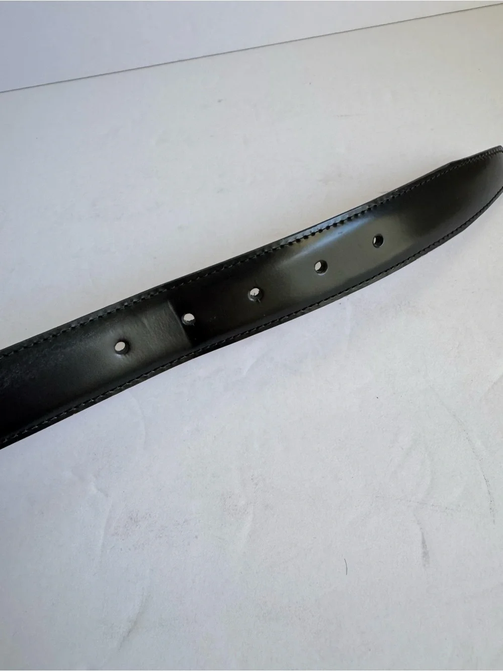Brooks Brother Black Leather Dress Belt Brass Italian Made In Italy Mens 42